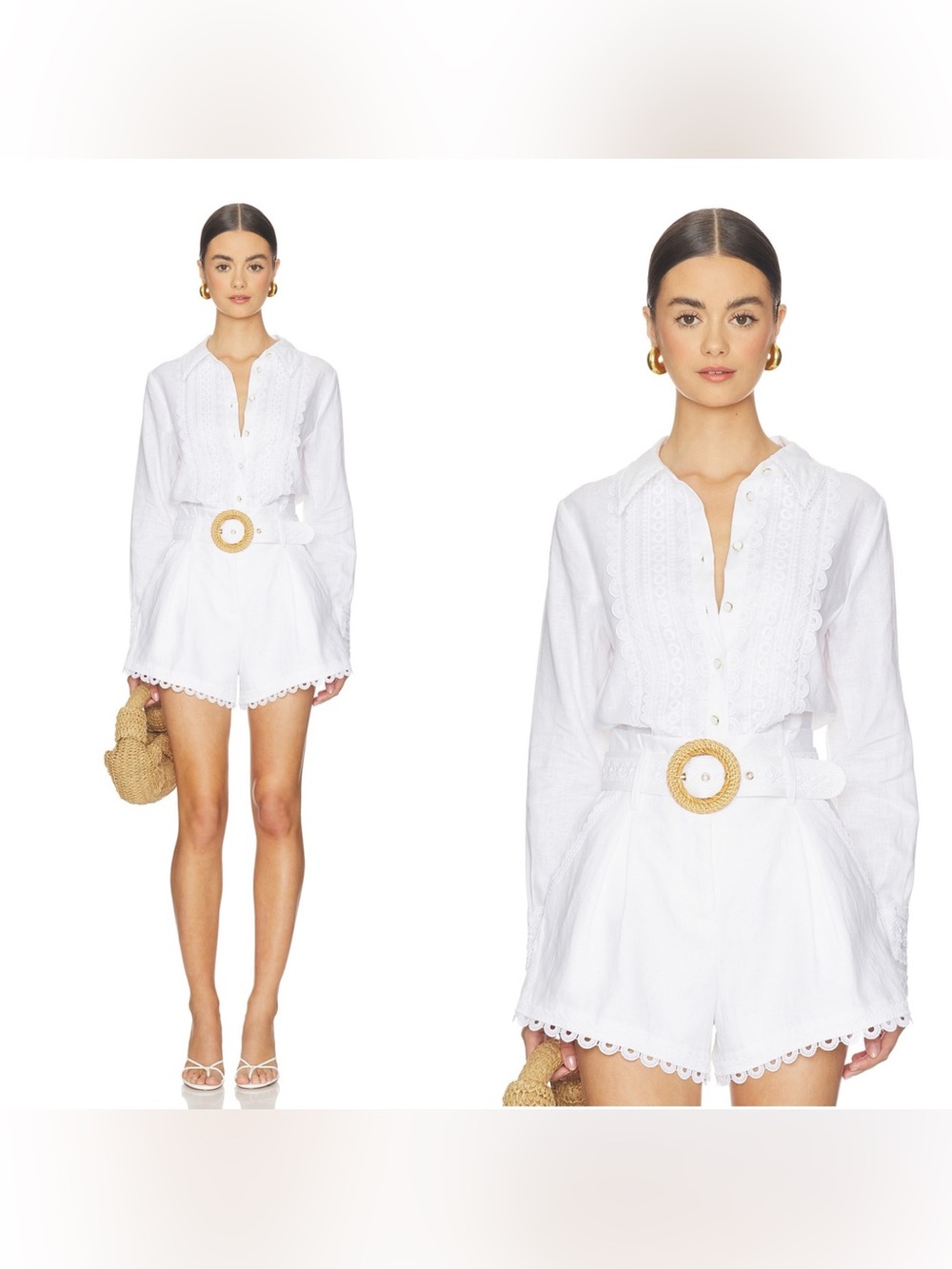 NWT Cara Cara Ideal Shirt in Lace Inserts White
